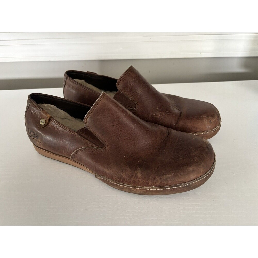 UGG Men's Brown Leather Casual Loafers Shoes 5556 US 10